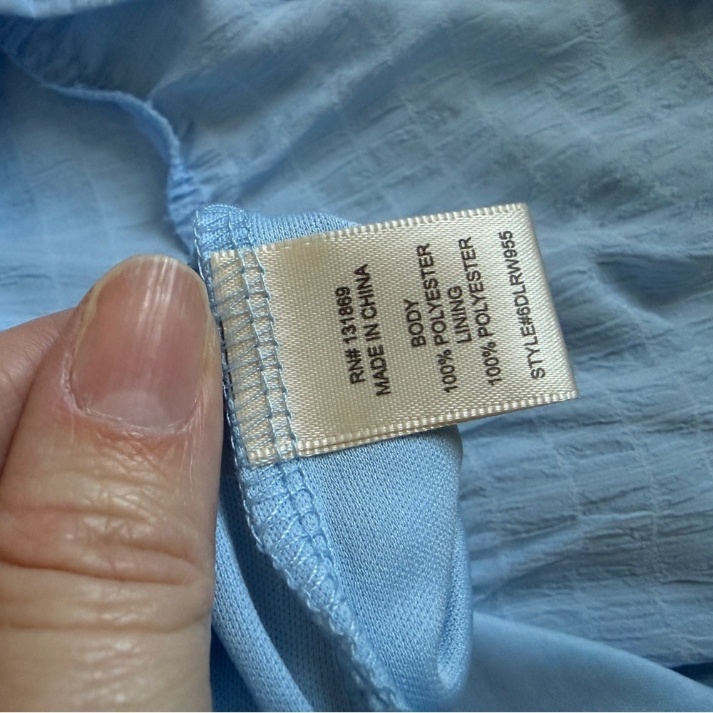 Thirty Thirty Tiered Peasant Babydoll Smock Charming Blue Dress Mini Medium - Picture 4 of 5